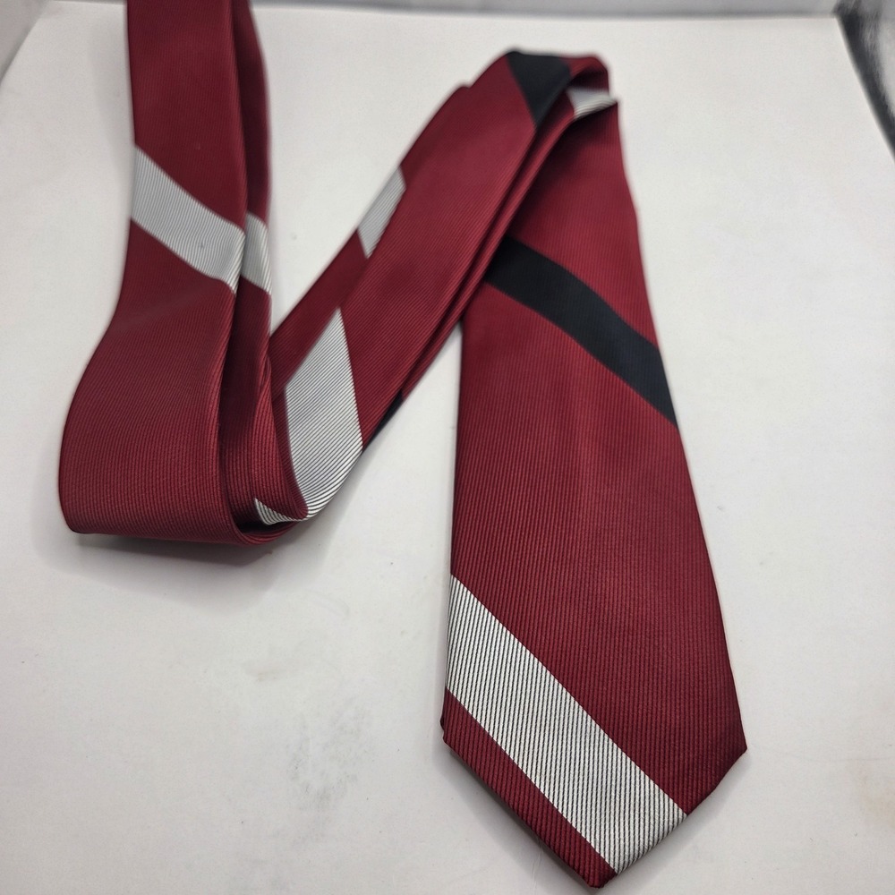 RARE Vintage 60's Dacron Dividend 350 Tie Red Silver Black Striped 2x50